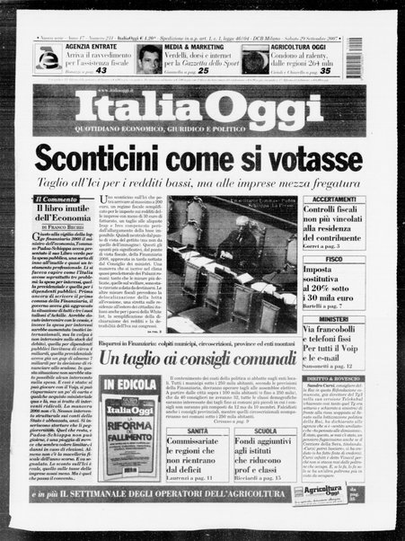 Italia oggi : quotidiano di economia finanza e politica